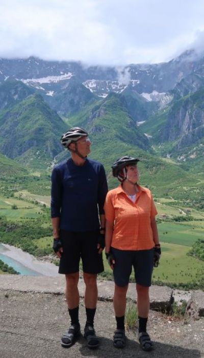 Clare & Mark Elsegood Cycling on the  tour with redspokes
